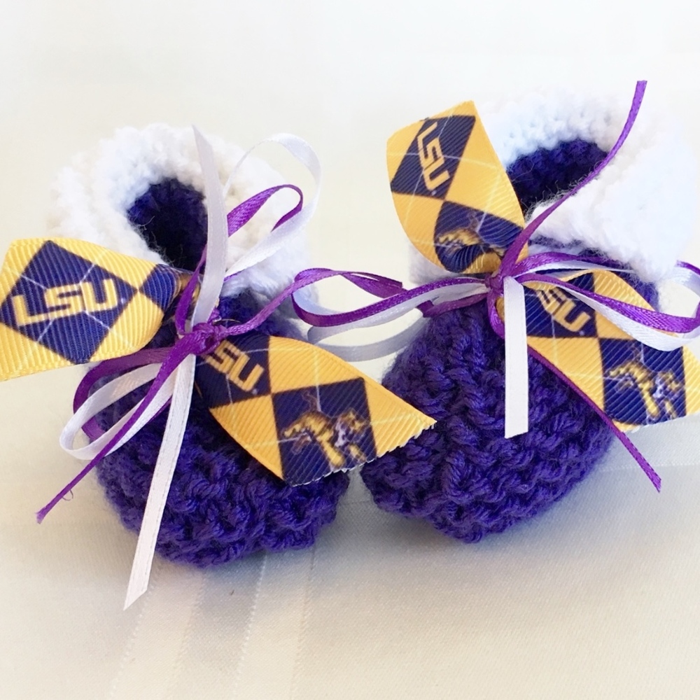 LSU TIGERS Handmade Baby Booties *NEW*